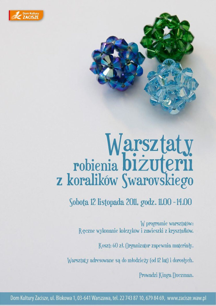 Warsztaty robienia biżuterii z koralików Swarovskiego.