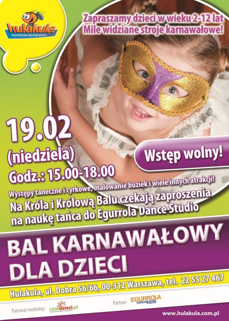 Bal Karnawałowy w Hulakula. Zapraszamy