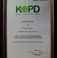 Świat Zabawek wyróżniony przez Komitet Ochrony Praw Dziecka!