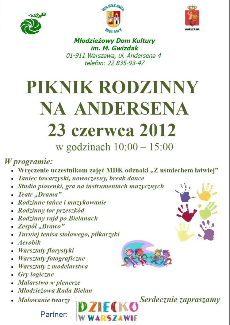 Zapraszamy na Piknik rodzinny w MDK na Andersena