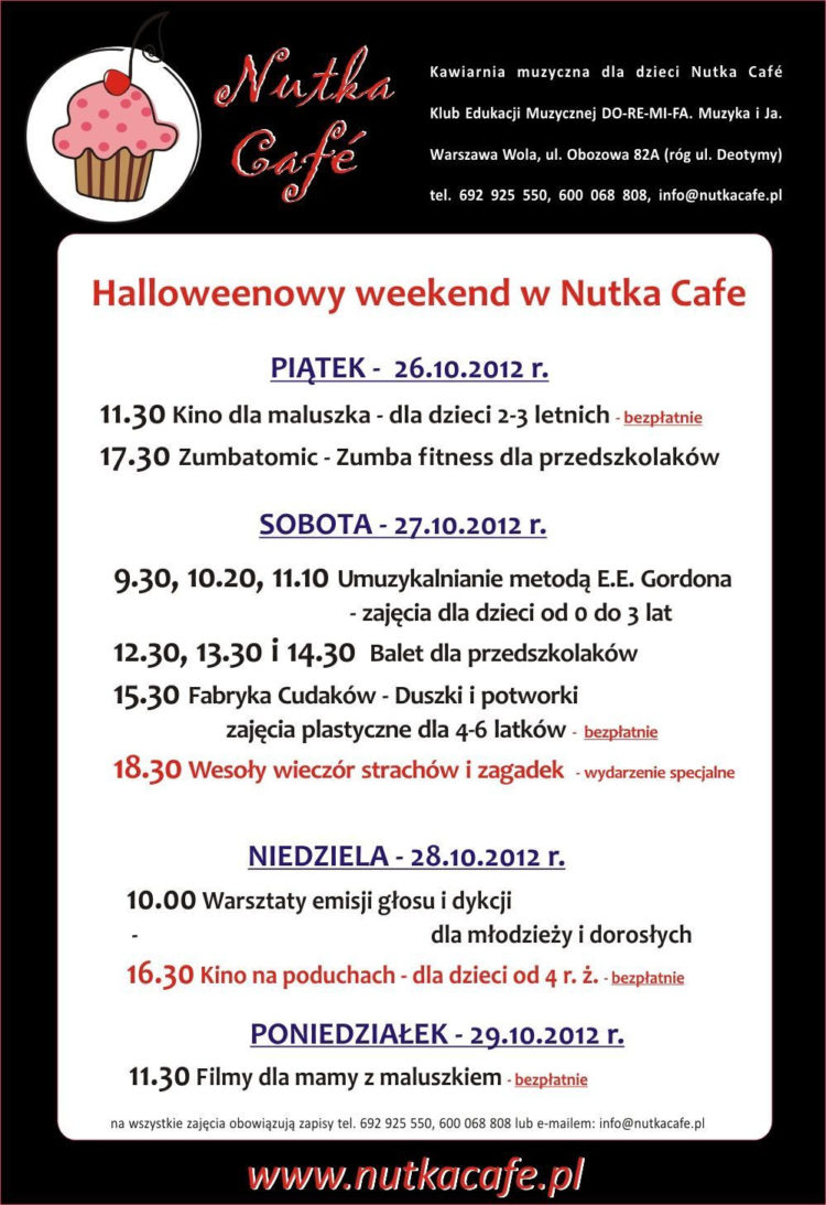 Najbliższy weekend w Nutka Cafe