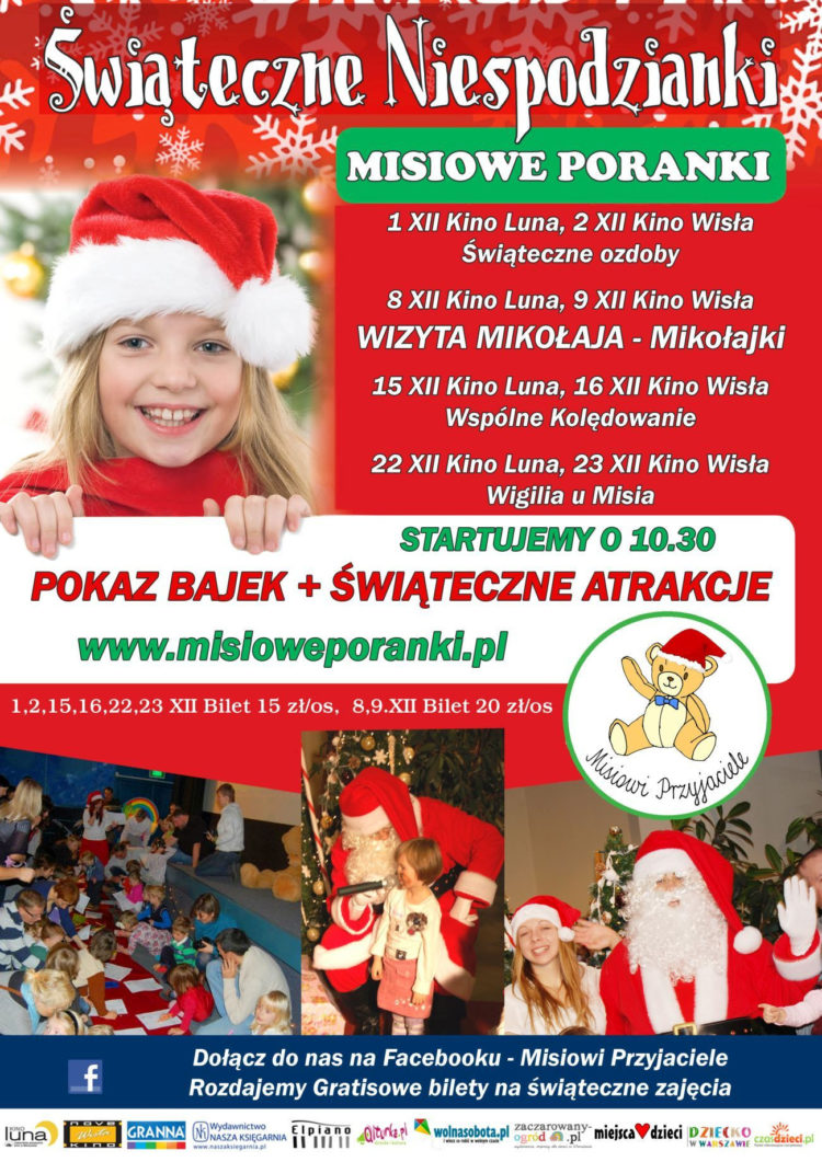 Misiowe Poranki w każdy weekend grudnia w kinie Luna i w kinie Wisła