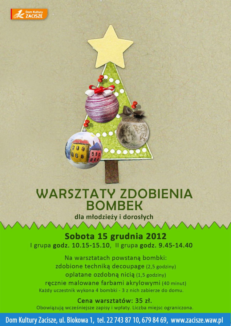 WARSZTATY: Twórcze warsztaty zdobienia bombek – 15.12.2012