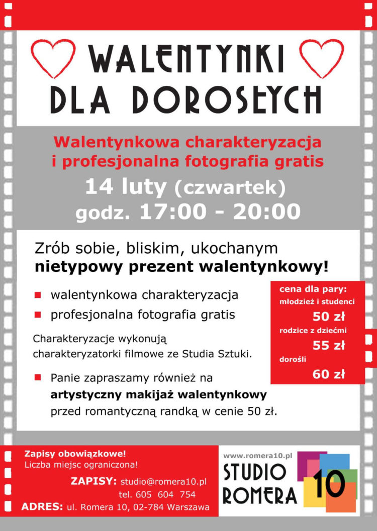 IMPREZA: Walentynki w Studio Romera 10 – przyjemności dla rodziców i zabawa dla dzieci 14.02.2013