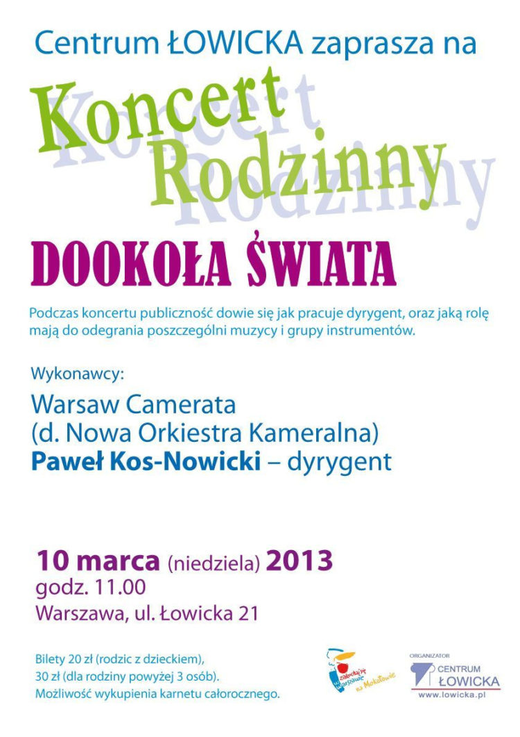 KONCERT: KONCERT RODZINNY „DOOKOŁA ŚWIATA” – 10.03.2013