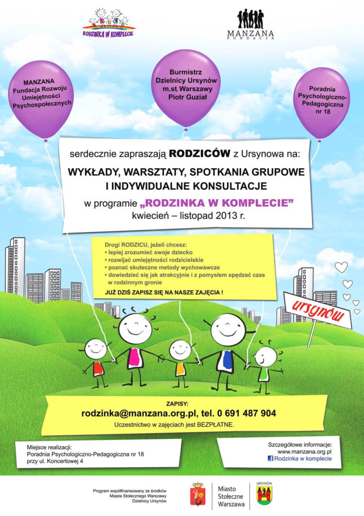 ZAJĘCIA: Program RODZINKA W KOMPLECIE – cykl wykładów dla rodziców – od 09.04.2013