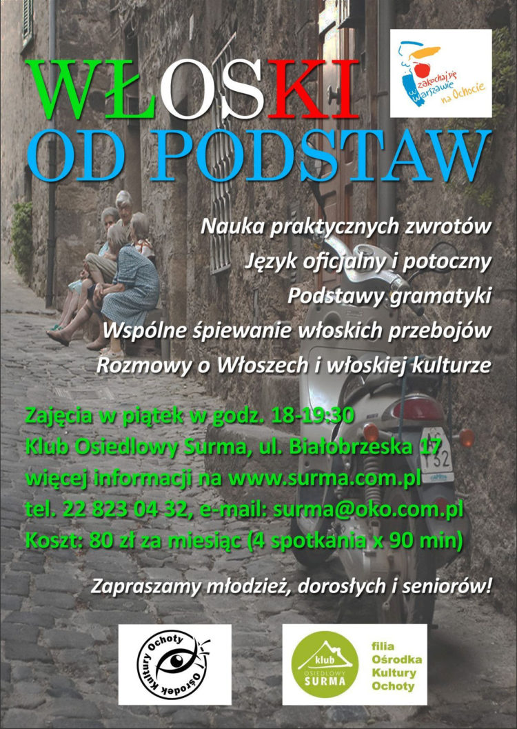 KURS: MIĘDZYPOKOLENIOWY KURS JĘZYKA WŁOSKIEGO od 08.03.2013