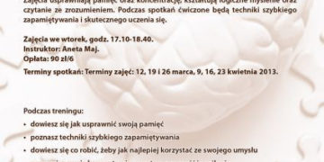 ZAJĘCIA: Trening pamięci i uczenia się dla dzieci i młodzieży w wieku 10-14 lat – od 12.03.2013
