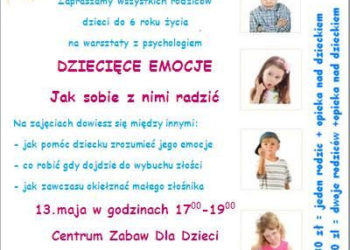 WARSZTATY: „Dziecięce emocje – jak sobie z nimi radzić?” 13.05.2013