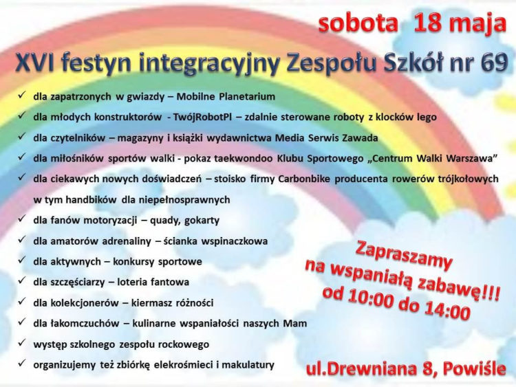 IMPREZA: SUPER atrakcyjny  XVI festyn integracyjny  Zespołu Szkół nr 69 na warszawskim Powiślu – 18.05.2013