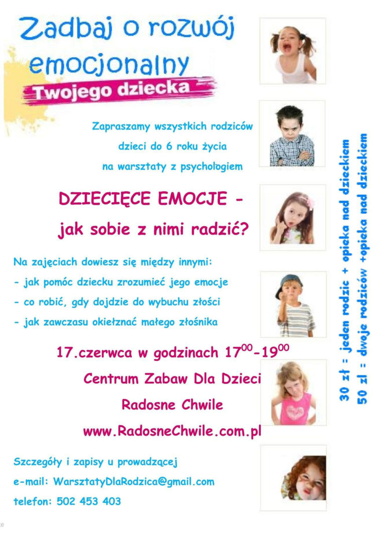 WARSZTATY: „Dziecięce emocje – jak sobie z nimi radzić?” 17.06.2013