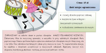 ZAJĘCIA: ZAJĘCIA MUZYCZNE DLA DZIECI I RODZICÓW „Dźwiękowy deser” 19.10.2013