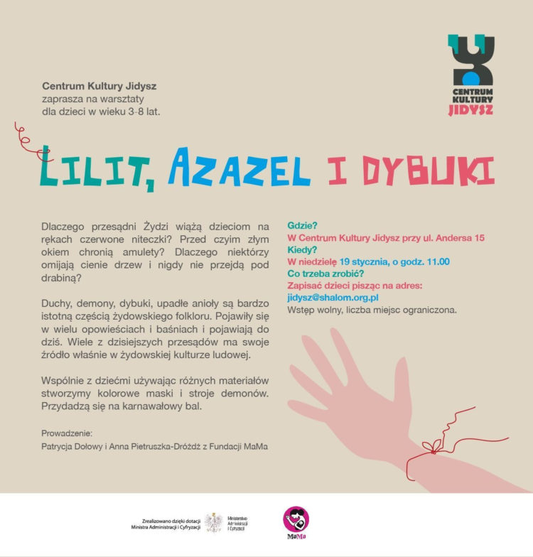 WARSZTATY DLA DZIECI W WIEKU 3-8 LAT „LILIT, AZAZEL I DYBUKI”