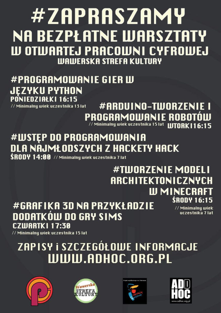 Warsztaty programowania i grafiki 3D w Otwartej Pracowni Cyfrowej