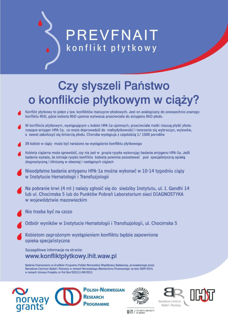 Badania u kobiet w ciąży  w kierunku konfliktu płytkowego