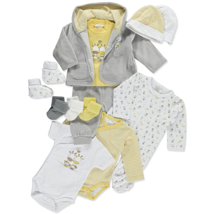 pink or blue pink or blue Baby Komplet 12-częściowy Little Friends kolor biały/szary/żółty rozm. 56/62