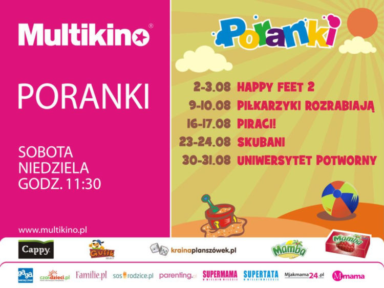 Wakacyjne Poranki w sierpniu o 11.30 w Multikinie z bohaterami Twoich ulubionych bajek!