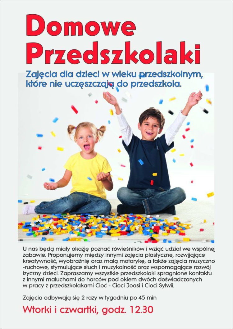 Domowe Przedszkolaki – wtorki i czwartki godz. 12.30