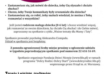 Spotkanie pt. Komunikacja z małym dzieckiem