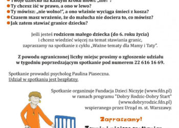 Spotkanie pt. Niegrzeczny Maluch – czyli jak stawiać granice dziecku?