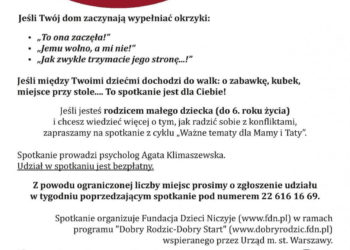 Spotkanie pt. Wojny małe i duże, czyli o rozwiązywaniu konfliktów między rodzeństwem