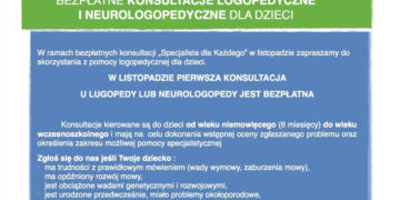 BEZPŁATNE KONSULTACJE LOGOPEDYCZNE I NEUROLOGOPEDYCZNE- LISTOPAD 2014