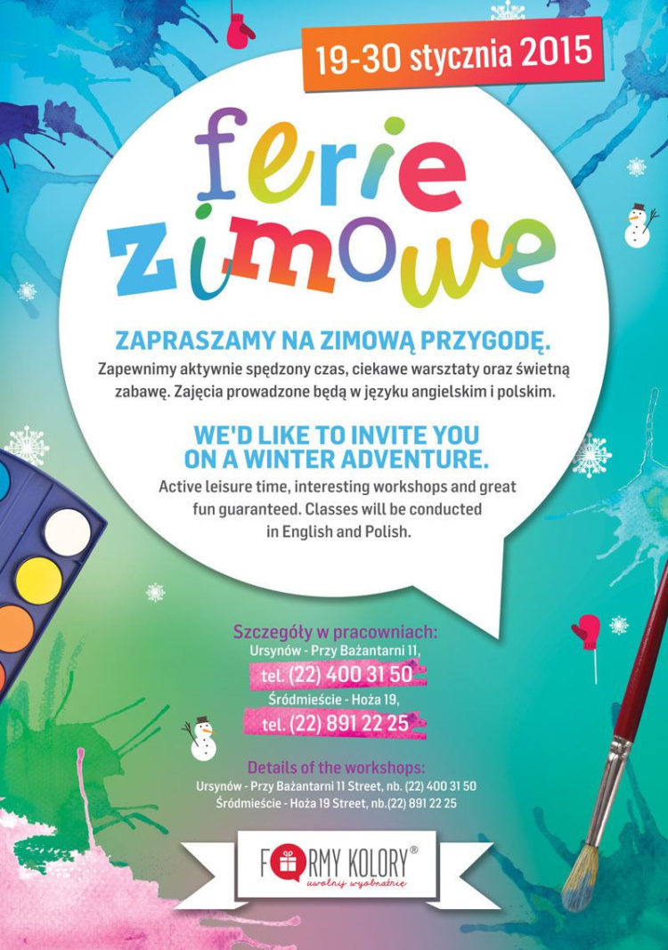 Ferie zimowe w Formy Kolory – styczeń 2015