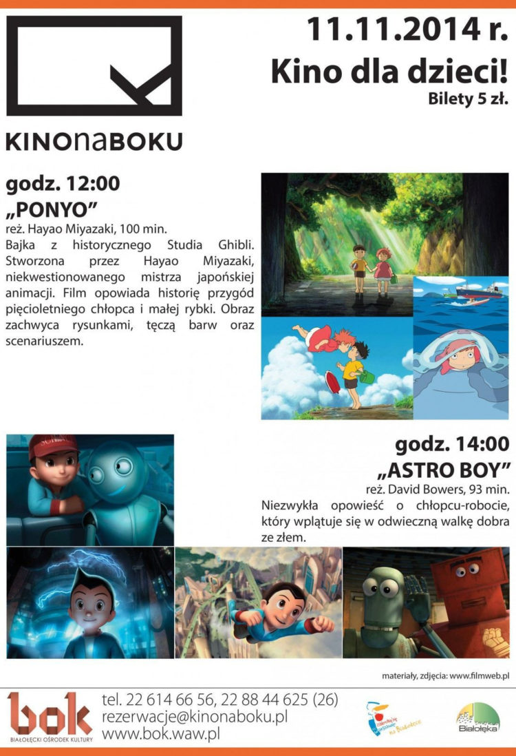 POKAZY FILMÓW DLA DZIECI W KINIE NA BOKU – 11 LISTOPADA