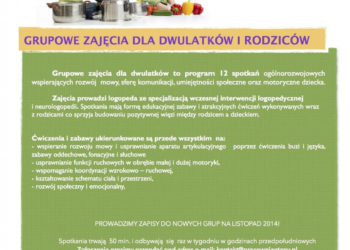 GRUPOWE ZAJĘCIA DLA DWULATKÓW z el. LOGOPEDII – ZAPISY DO NOWYCH GRUP NA LISTOPAD 2014