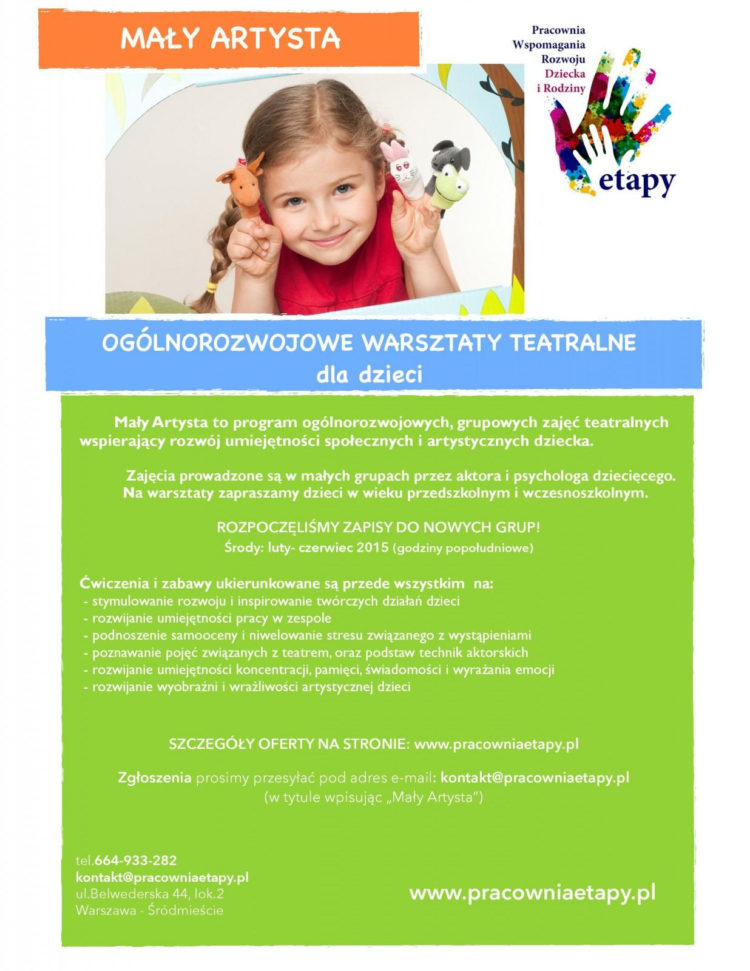 OGÓLNOROZWOJOWE WARSZTATY TEATRALNE DLA DZIECI