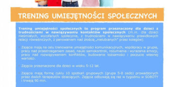 TRENING UMIEJĘTNOŚCI SPOŁECZNYCH –zapisy do nowych grup marzec-czerwiec 2015