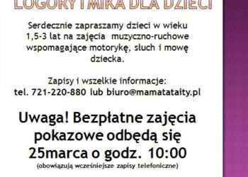 Logorytmika dla dzieci – bezpłatne zajęcia pokazowe