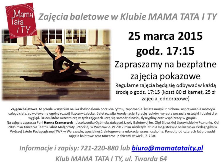 Zajęcia baletowe w Klubie MAMA TATA I TY