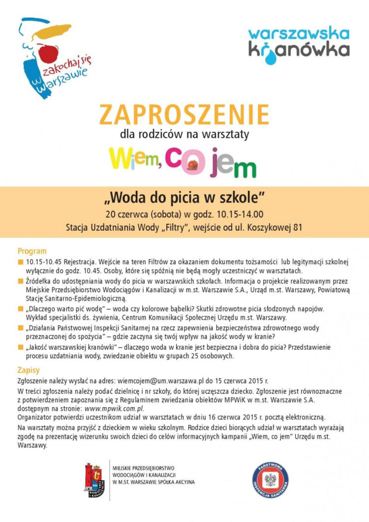Warsztaty „Wiem, co jem” – „Woda do picia w szkole”