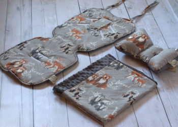 Zestaw do wózka: kocyk, poduszka kokardka i wkład do wózka