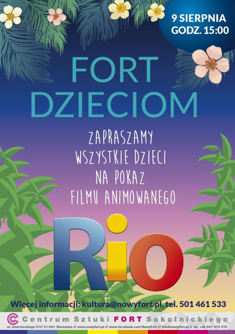 Fort dzieciom Zaprasza na „Rio” – pokaz filmu animowanego