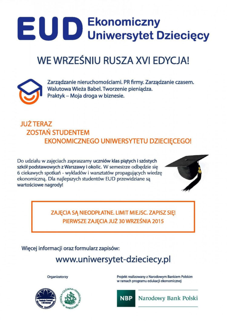 Chodzisz do szkoły a już teraz interesujesz się biznesem i tematami ekonomicznymi? EUD to  miejsce dla  Ciebie