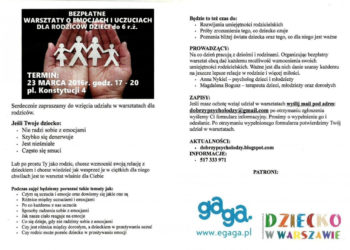 Bezpłatne warsztaty o emocja i uczuciach dla rodziców dzieci do 6 roku życia