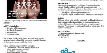 Bezpłatne warsztaty o emocja i uczuciach dla rodziców dzieci do 6 roku życia