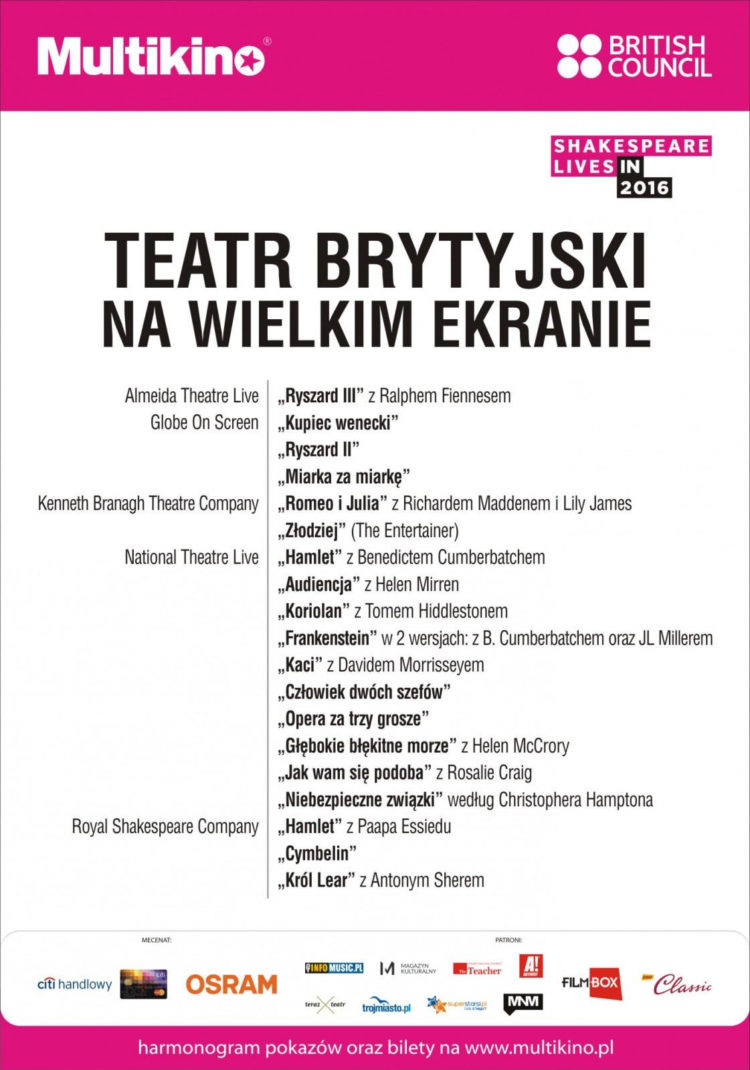 Teatr brytyjski na wielkim ekranie – nowy repertuar spektakli od września 2016 roku w Multikinie
