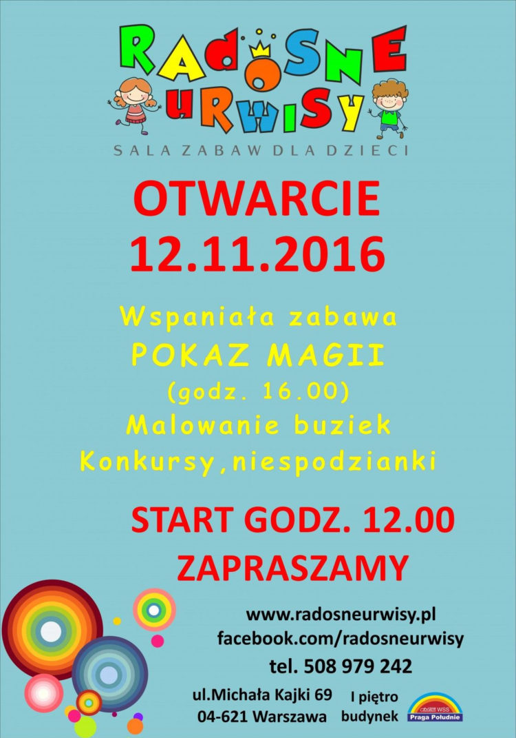 Otwarcie sali zabaw dla dzieci „Radosne Urwisy” już 12 listopada!