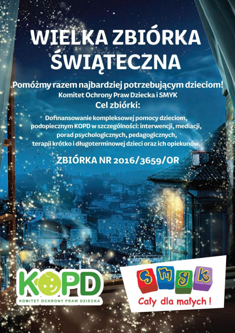 Przyłącz się do Wielkiej Zbiórki Świątecznej na rzecz podopiecznych Komitetu Ochrony Praw Dziecka!
