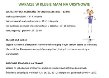 Wakacje w Klubie Mam na Ursynowie