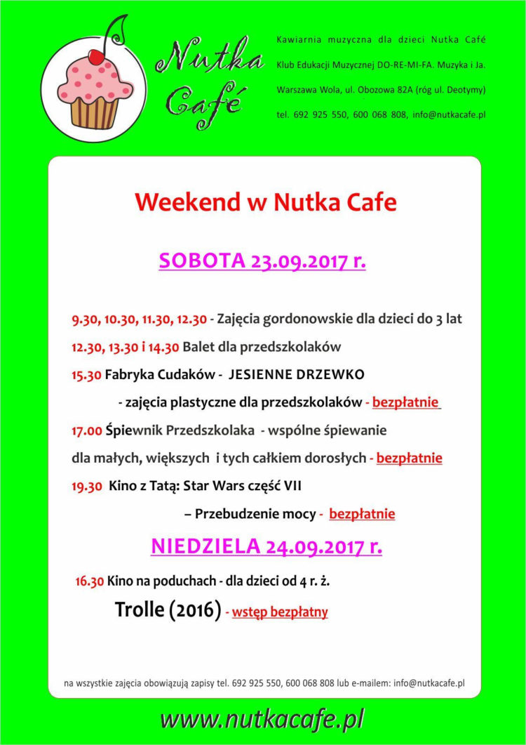 WEEKENDOWE ZAJĘCIA W NUTKA CAFE