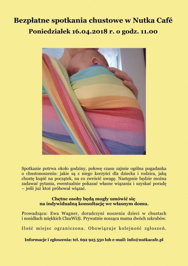 Bezpłatne spotkania chustowe w Nutka Café