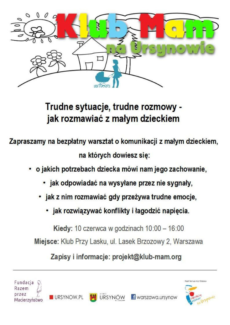 Trudne sytuacje, trudne rozmowy – jak rozmawiać z małym dzieckiem, wstęp wolny