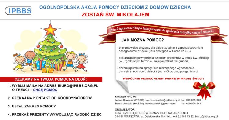 IPBBS podjęło akcję świątecznej pomocy dla Dzieci z Domów Dziecka
