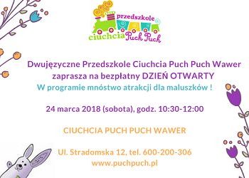 Bezpłatny dzień otwarty i zajęcia dla maluszków w przedszkolu Ciuchcia Puch Puch Wawer