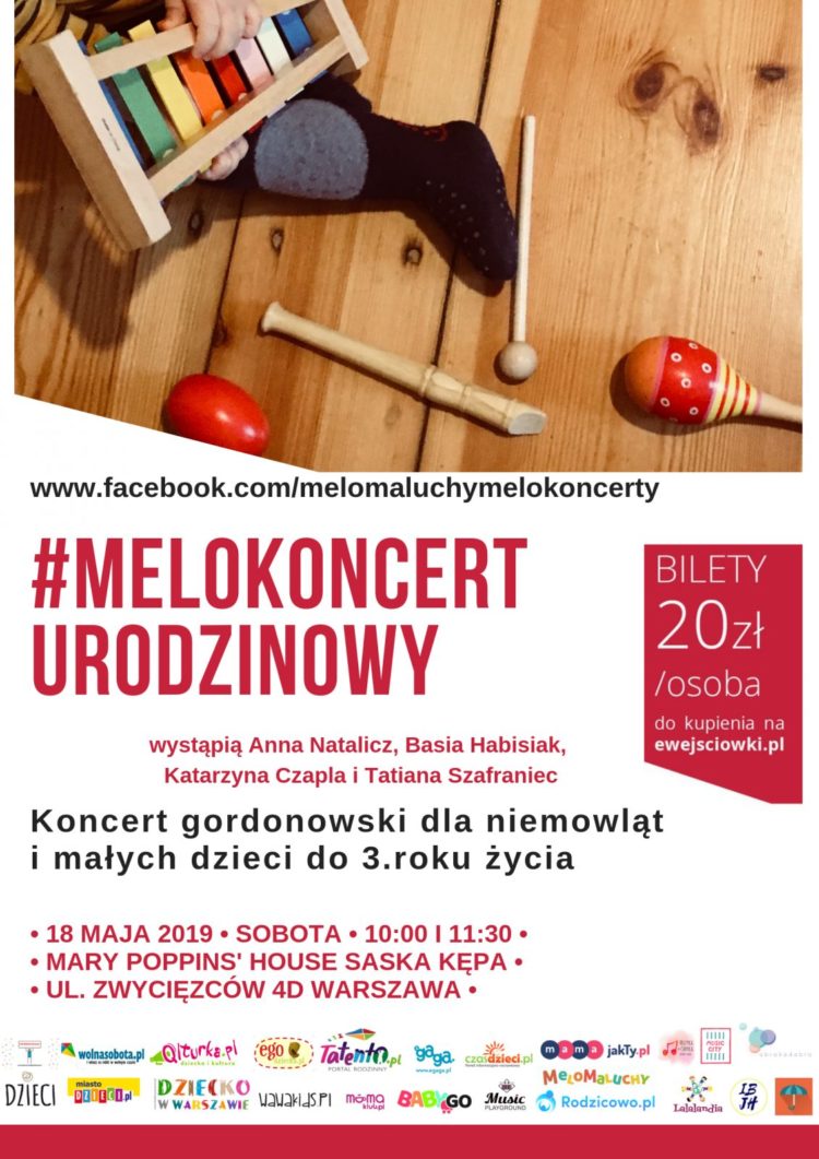DRUGI URODZINOWY MeloKoncert dla niemowląt i małych dzieci (do 3 roku życia) z rodzicami w Mary Poppins’ House Saska Kępa