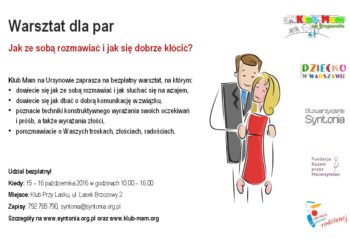 Jak ze sobą rozmawiać i jak się dobrze kłócić? Warsztat dla par